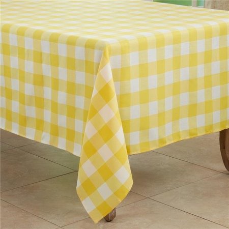 SARO Saro 5026.Y70S 70 in. Cotton Blend Buffalo Square Plaid Tablecloth; Yellow 5026.Y70S